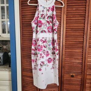 New York & Company Floral Midi Dress - White and Pink